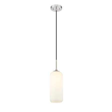 Z-LITE Monty 1 Light Pendant, Brushed Nickel & Matte Opal 732P17-BN